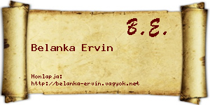 Belanka Ervin névjegykártya